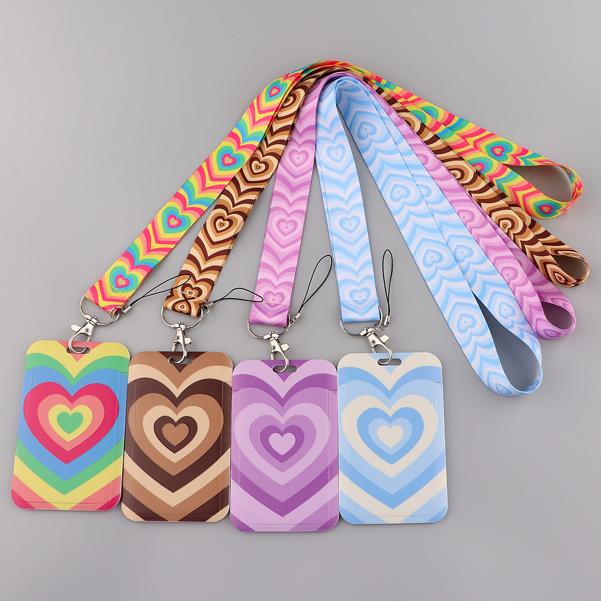 Heart Pattern Lanyard with ID Badge Holder for Women Girls Students Teachers Nurse Doctor Office Worker,Papeleria,Mobile Phone Accessories,Cell