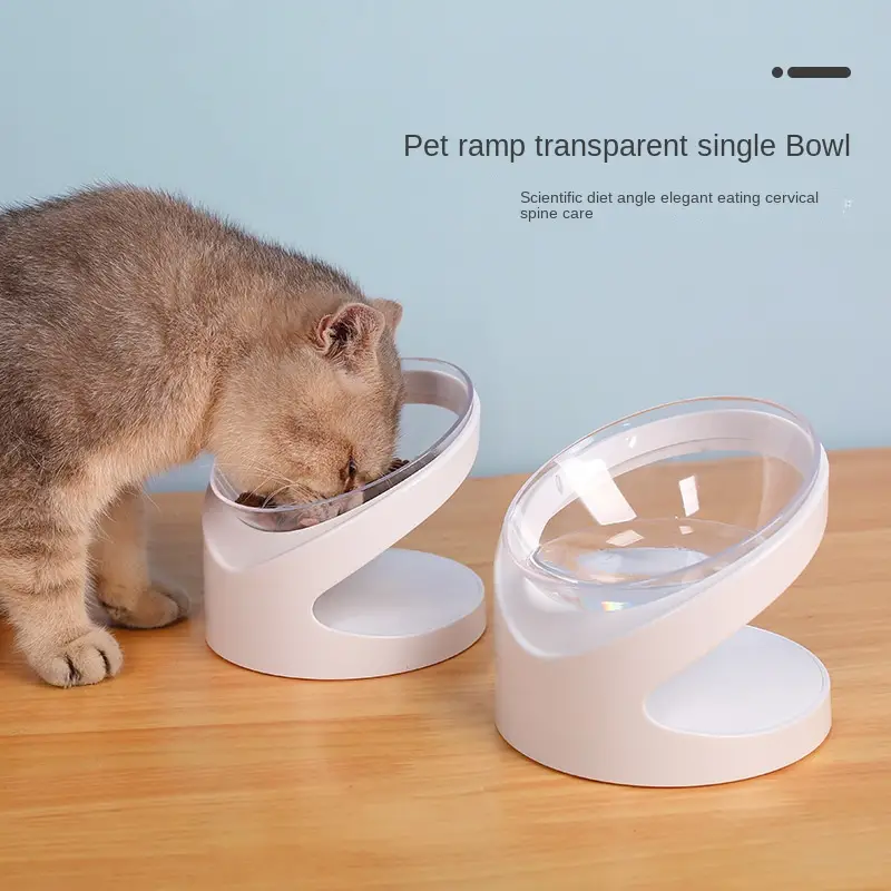 Elevated Transparent Cat Food Bowl With Slanted Stand - Temu