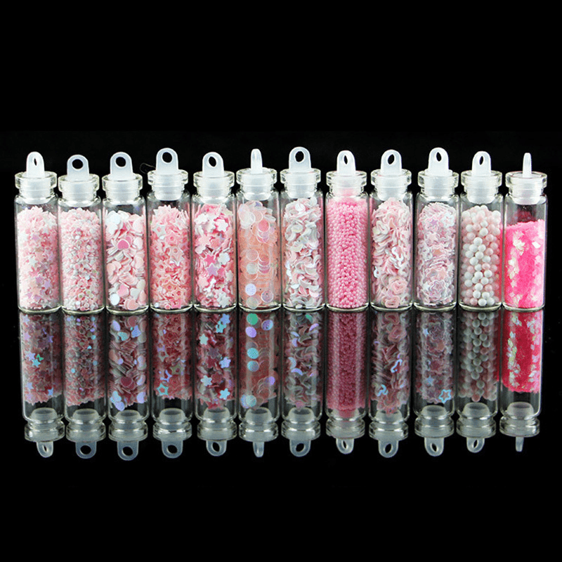 Assorted Glitter Sequins Beads Mix, UV Resin Glitters, Resin Glitters, Small Bottles, Glass Bottles, Miniature Bottles