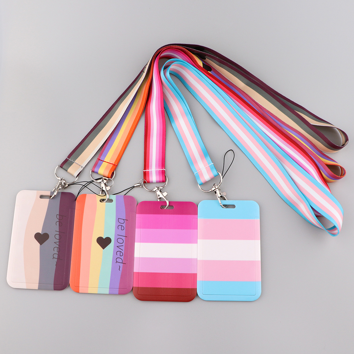 Rainbow Pattern Lanyard Id Badge Holder Women Girls Students - Temu