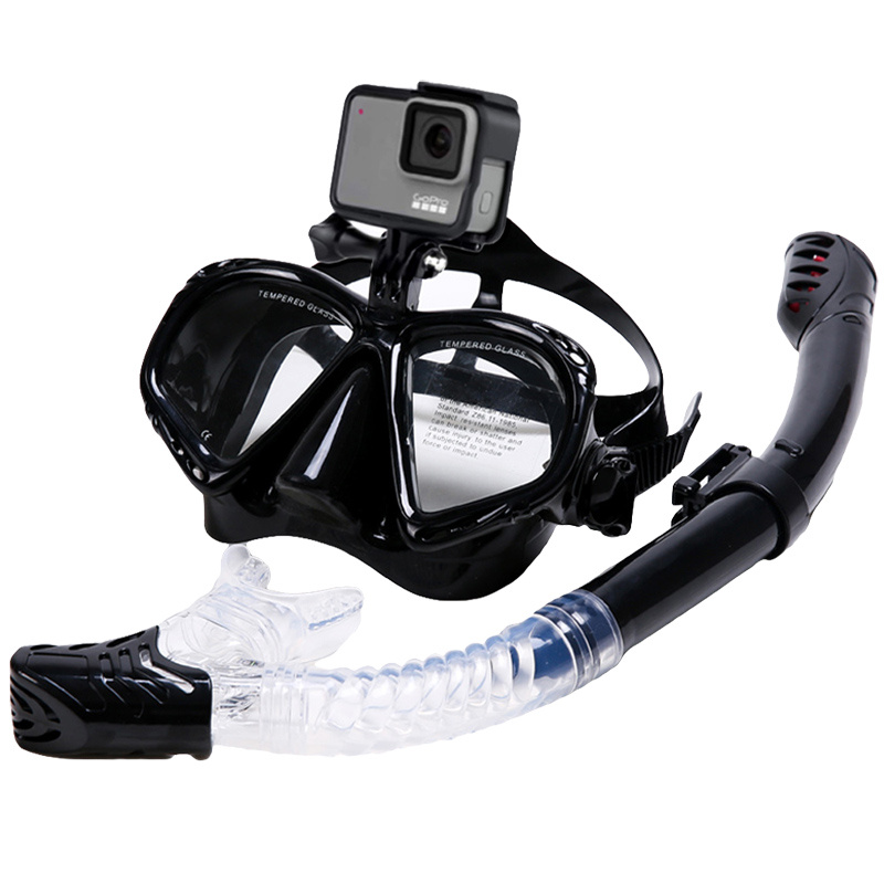 Masque de plongée complet avec tuba avec support pour appareil photo