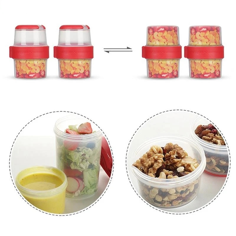 2pcs Leakproof Portable Breakfast Salad Cup with Spoon and Lid - Perfect  for Camping and Picnics