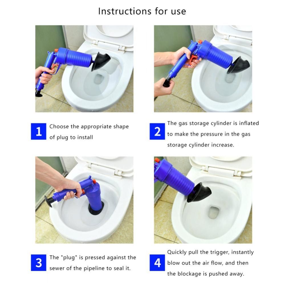 Toilet Plunger, Air Drain Blaster, Sink Plunger, Drain Clog Remover Tool,  High Pressure Drain Blaster Gun, Powerful Toilet Plunger-Blue for Kitchen