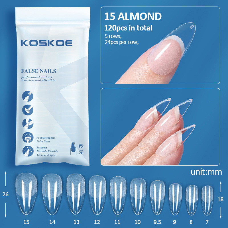 Almond Nail Tips - Soft Gel Full Cover Nails 504 Pieces Size 0-9 – Scarlett  Nail Supplies