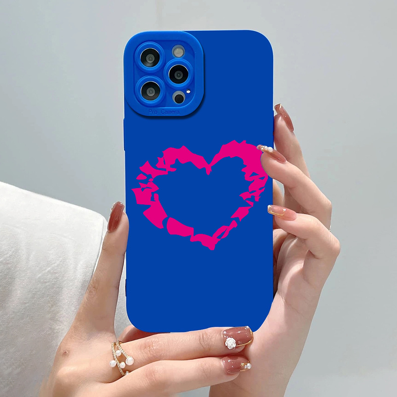 Funda Teléfono Silicona Patrón Gráfico Corazón Roto Púrpura - Temu