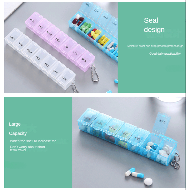 7 Days Pill Medicine Box Weekly Tablet Holder Storage Organizer Container  Case Pill Box Splitters 3 Colors Pill Case Organizer