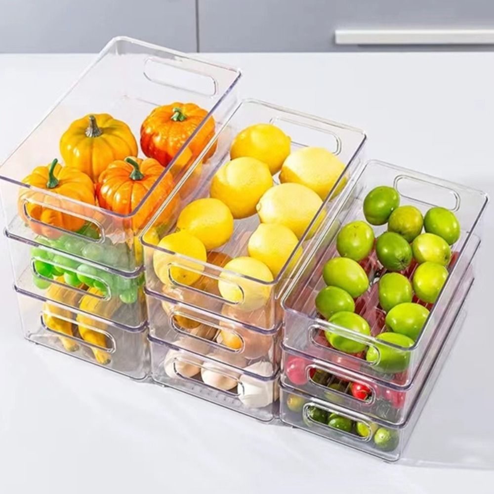 Stackable Refrigerator Organizer Bin Handle Clear Plastic - Temu
