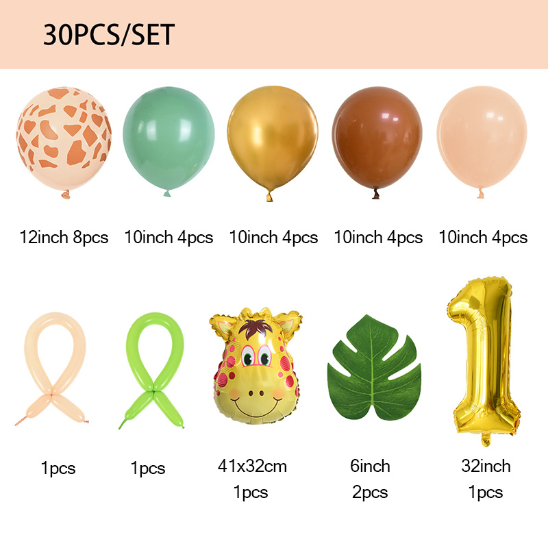 Palloncini animali giungla 29 pezzi Set palloncino numero oro 32