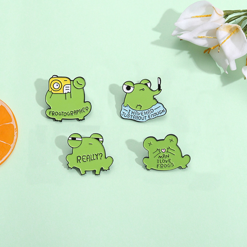  Cute Frog Enamel Pins Cartoon 3PCS Green Animal With Knife  Brooches for Backpacks Clothes Lapel Pin Badge Jewelry Gift for Kids Men  Women: Clothing, Shoes & Jewelry