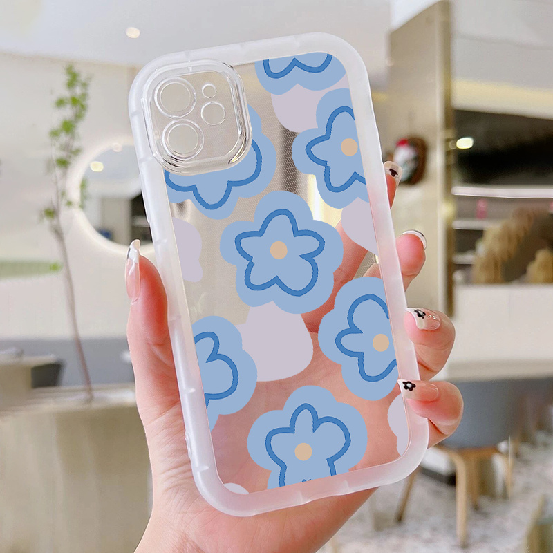 

Blue And Gray Flower Clear Soft Silicone Phone Case For Iphone14/14plus/14pro/14promax, Iphone13/13mini/13pro/13promax, Iphone12/12mini/12pro/12promax, Iphone11/11pro/11pro Max, X/xs/xsmax, 7plus