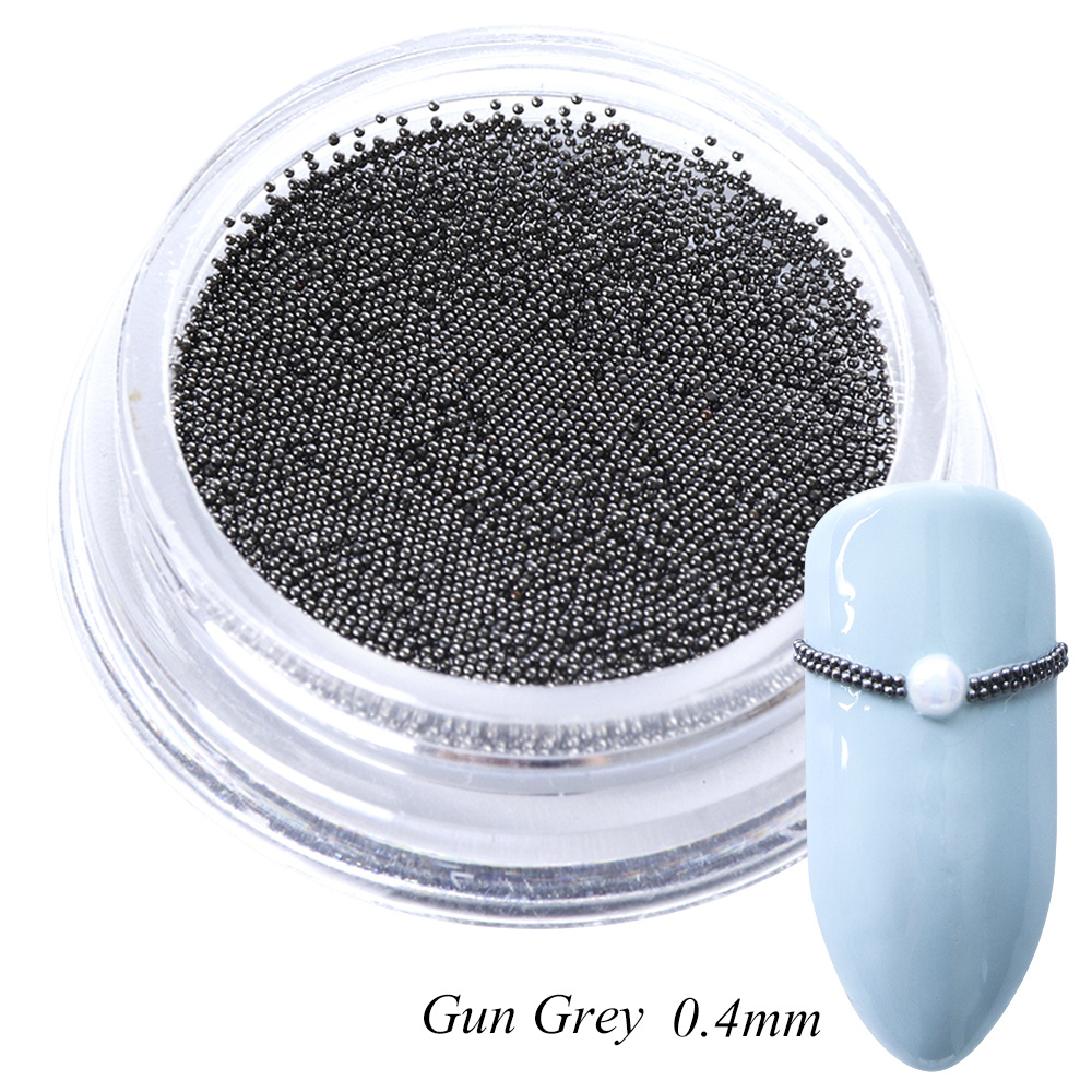 0.6mm Mini Small Stainless Steel Beads Nails Art Gun Grey Rose Gold Caviar  DIY Nail Beads Decorations Studs 