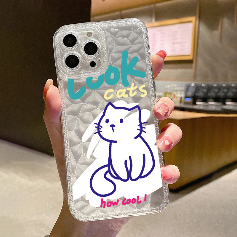 Pretty Cat Bling Design Mobile Phone Case Iphone 14 13 - Temu