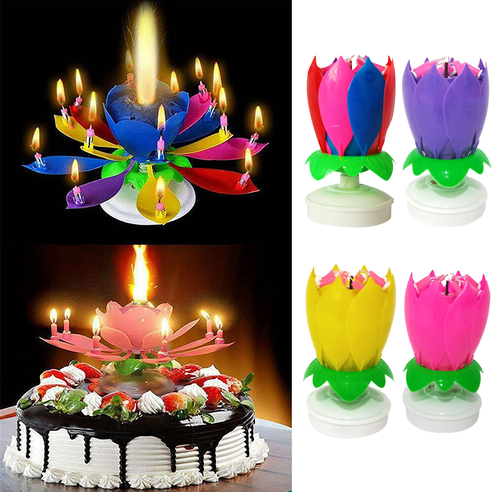 Birthday Candles Children Creative Rotating Flowers - Temu