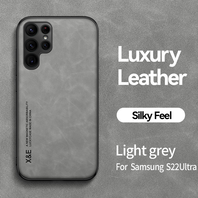 Samsung Galaxy S23 Ultra Luxury Brand Logo Leather Case Black