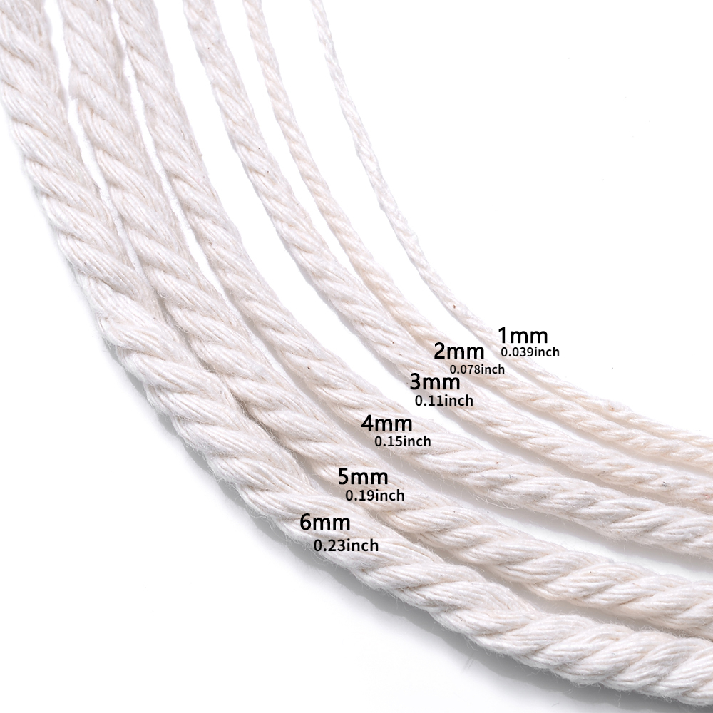 1 Bundle 5mm 90M Braided Round Cotton Rope Craft Macrame Drawstring Twisted  Cord For Handmade Decoration DIY Textile