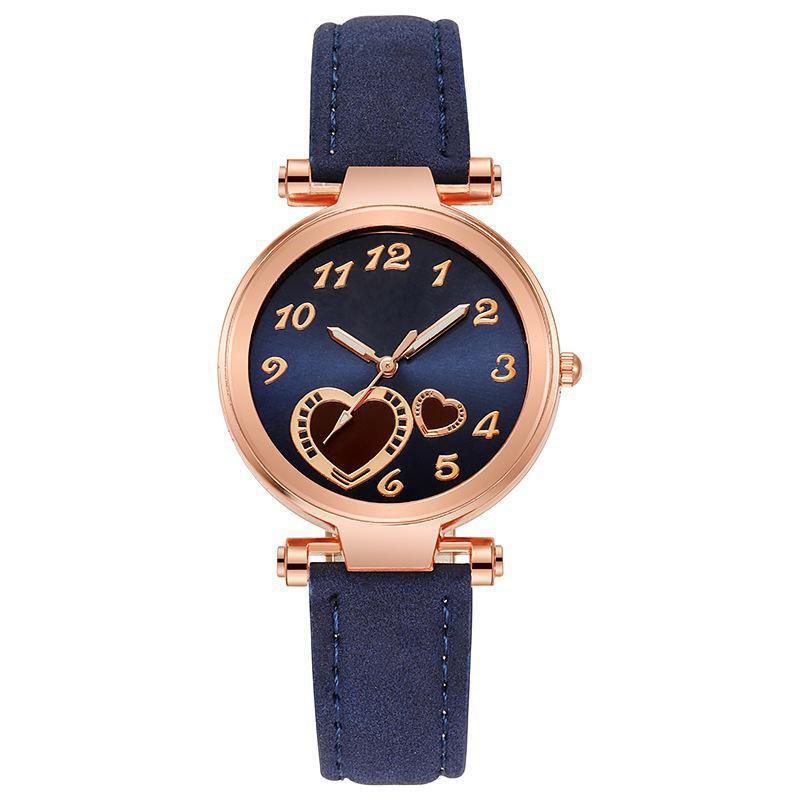 casual round pointer quartz watch heart pattern dial analog wristwatch with pu leather strap gift for women girls blue 11