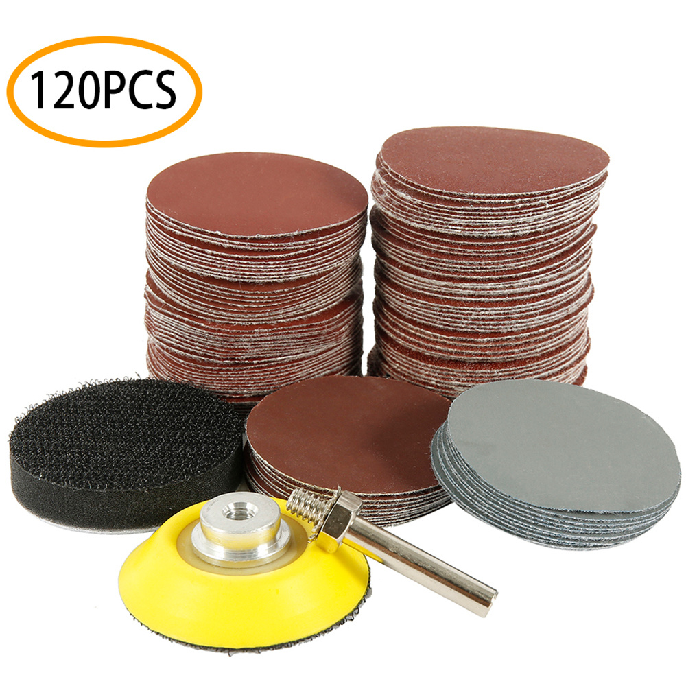 120pcs Sanding Disc 2 Inch Sanding Pads 60-3000 Grit Round Sanding Sheet Wear Resistant Sanding Paper Drill Grinder Rotary Tools For Metal Wood Glass Car