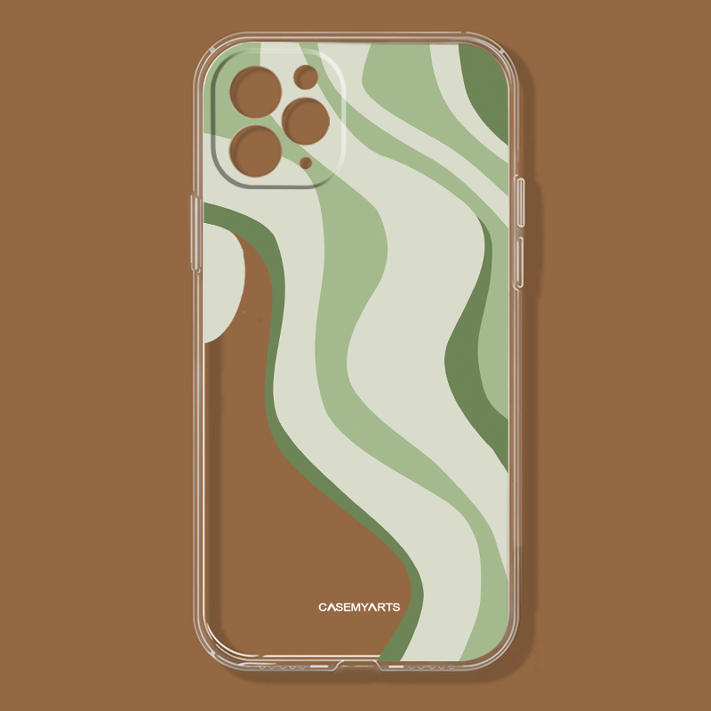 

Mj8521 Irregular Dark Green Lines Phone Case, Gift For Birthday, Girlfriend, Boyfriend, Friend Or Yourself, For Iphone 14 13 12 11 Xs Xr X 7 8 6s Mini Plus Pro Max Se 2020/2022