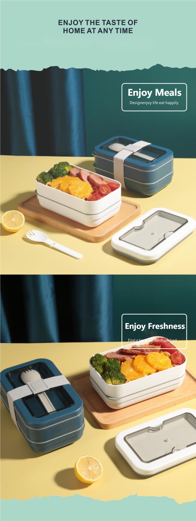 Double-layer Bento Box With Clear Lid, Elastic Strap, And Cutlery -  Microwave, Dishwasher, And Freezer Safe - Perfect For Meal Prep And Lunch  On The Go - Temu