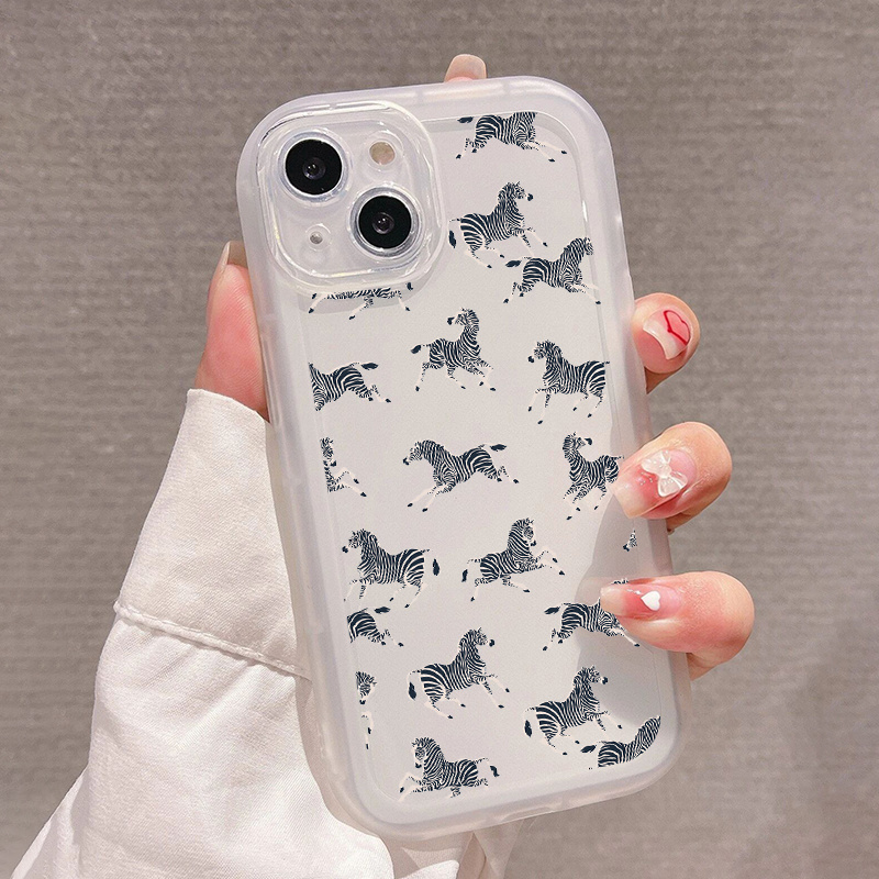 Black White Striped Zebra Clear Soft Silicone Phone Case - Temu Canada