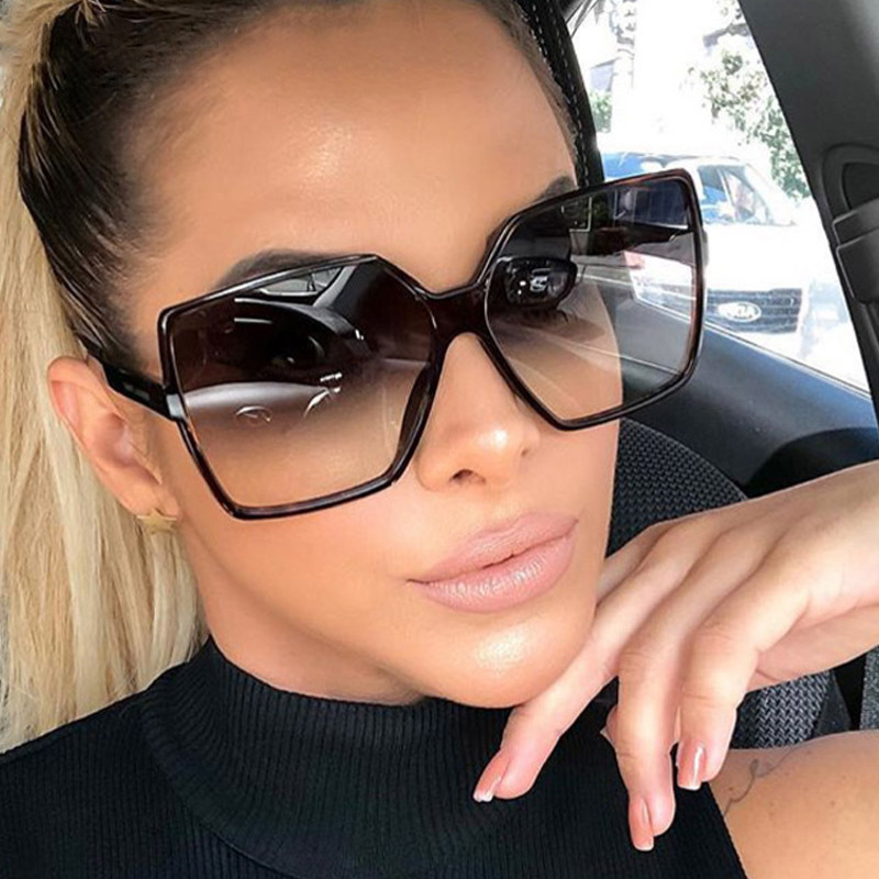 Oversized Square Sunglasses Jelly Frame Gradient Glasses UV400