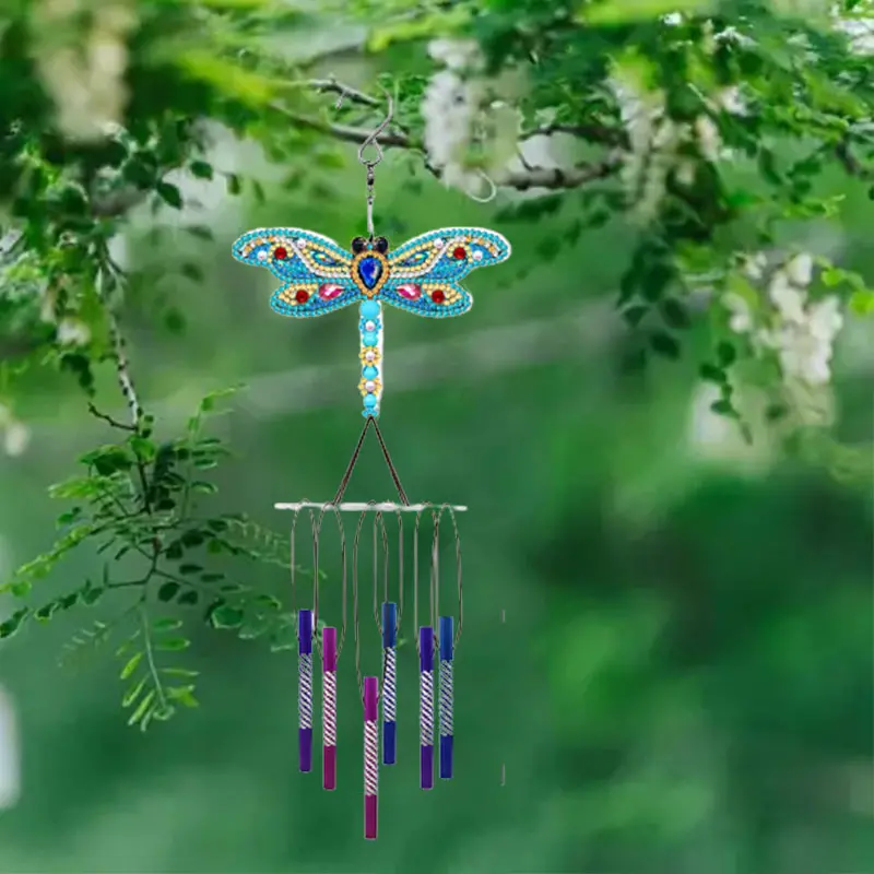 5d Diy Diamond Painting Wind Chime Pendant Dragonfly - Temu