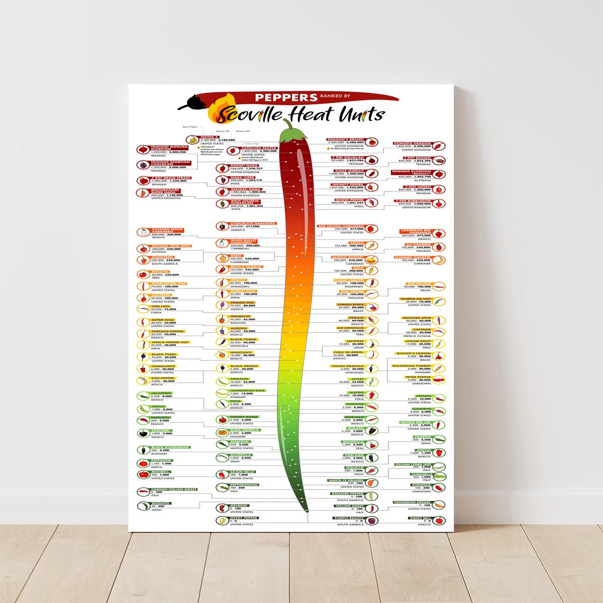 Vintage Pepper Scoville Scale Wall Art Knowledge Poster For - Temu