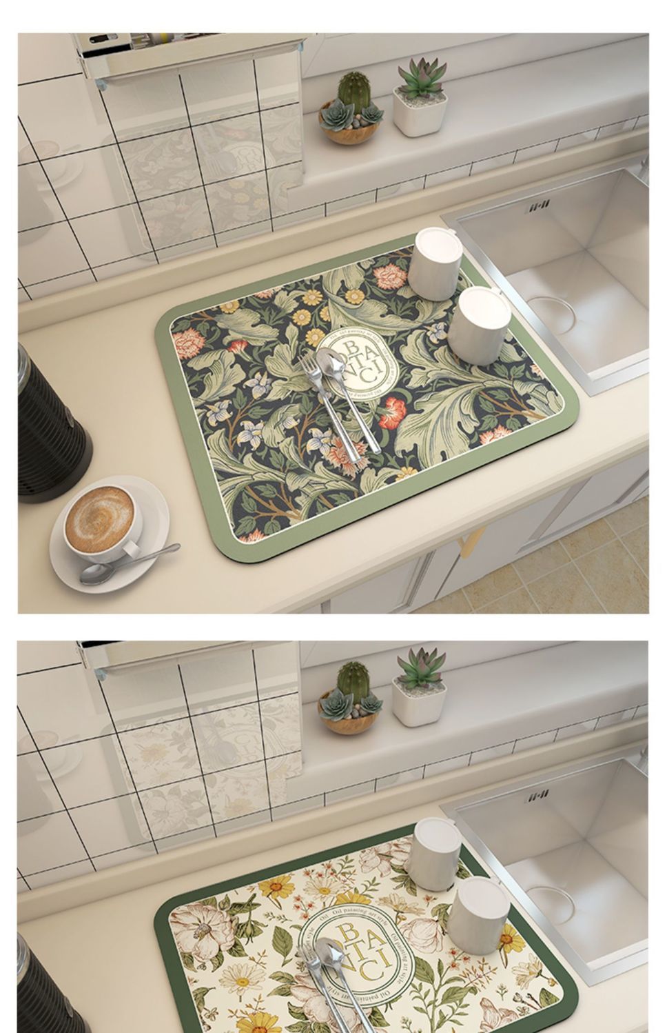 HONGJIANV Fantasy Style Faucet Draining Mat, Self Absorbent Draining Mat  for Kitchen Counter, Kitchen Faucet Absorbent Mat, Diatom Mud Faucet  Non-Slip