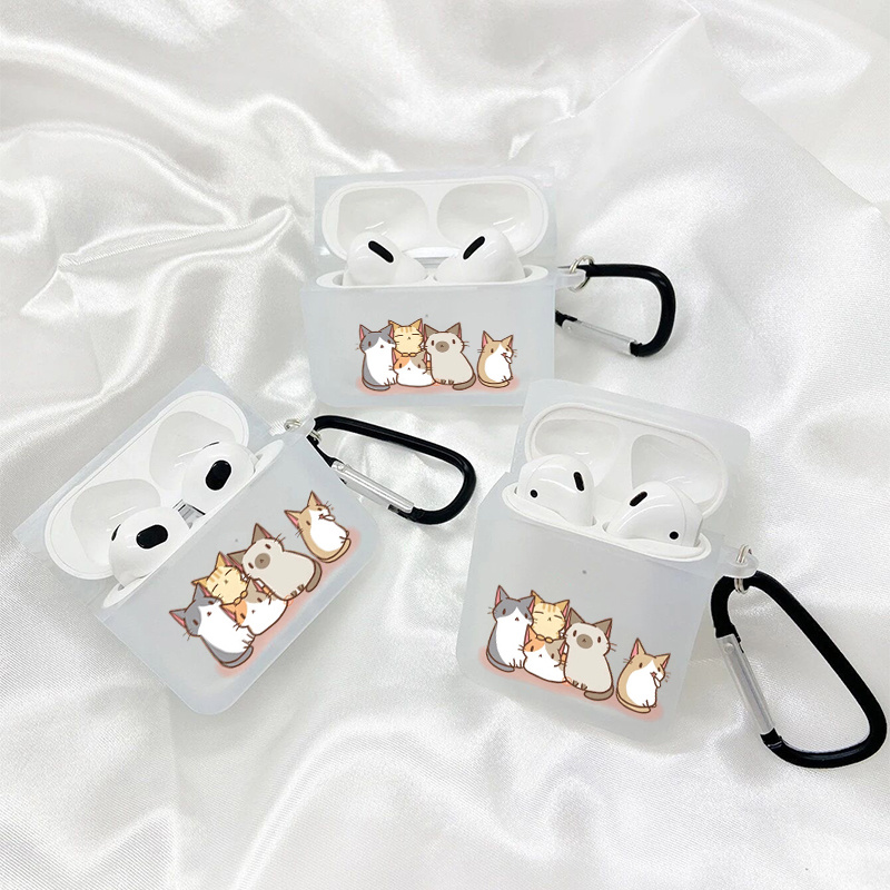 

5 Little Mice Transparent White Square Headphone Cover With Hook For Airpods1/2 Airpods 3 Airpods Pro Airpods Pro (2nd Generation)