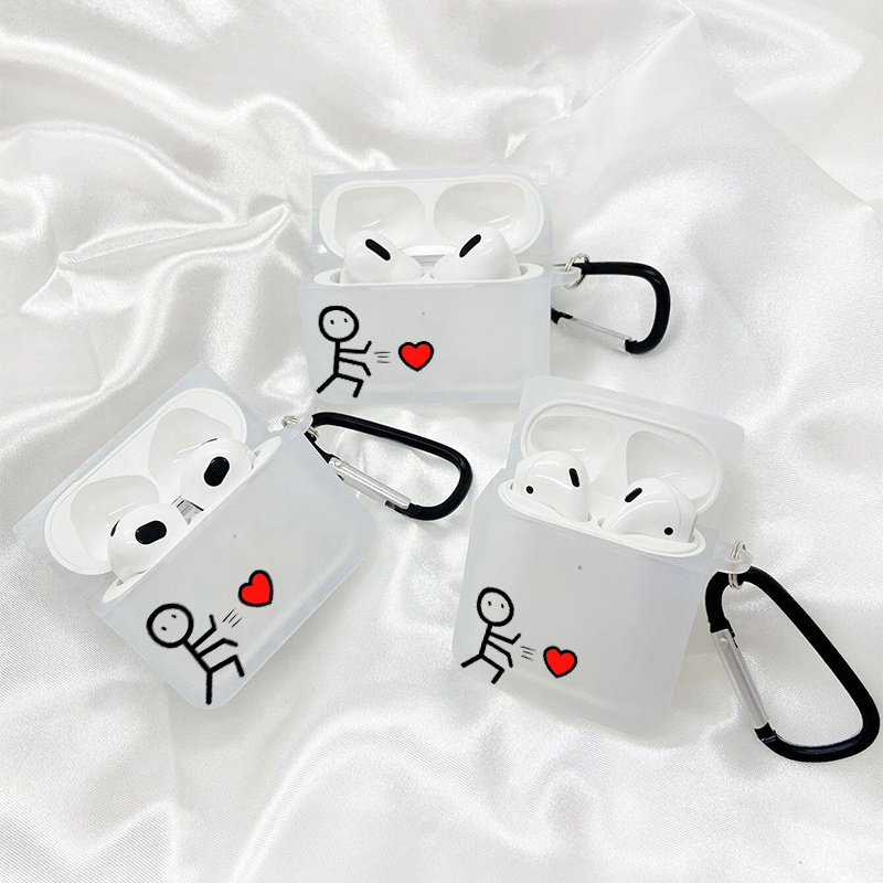 

The Villain On The Left With A Red Love Heart Transparent White Square Headphone Cover With Hook For Airpods1/2 Airpods 3 Airpods Pro Airpods Pro (2nd Generation)