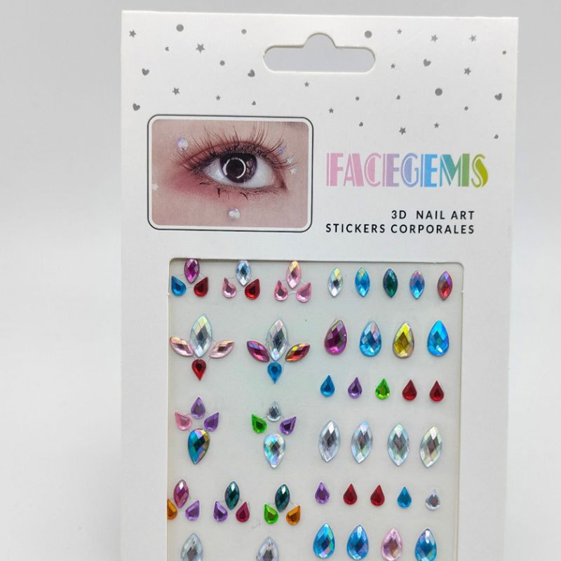 1 Sheet Colorful Shiny Makeup Face Patch Jewelry Stage Makeup Eye Makeup  Bright Shimmer Flash Glow Sticker Rhinestone Eye Corner