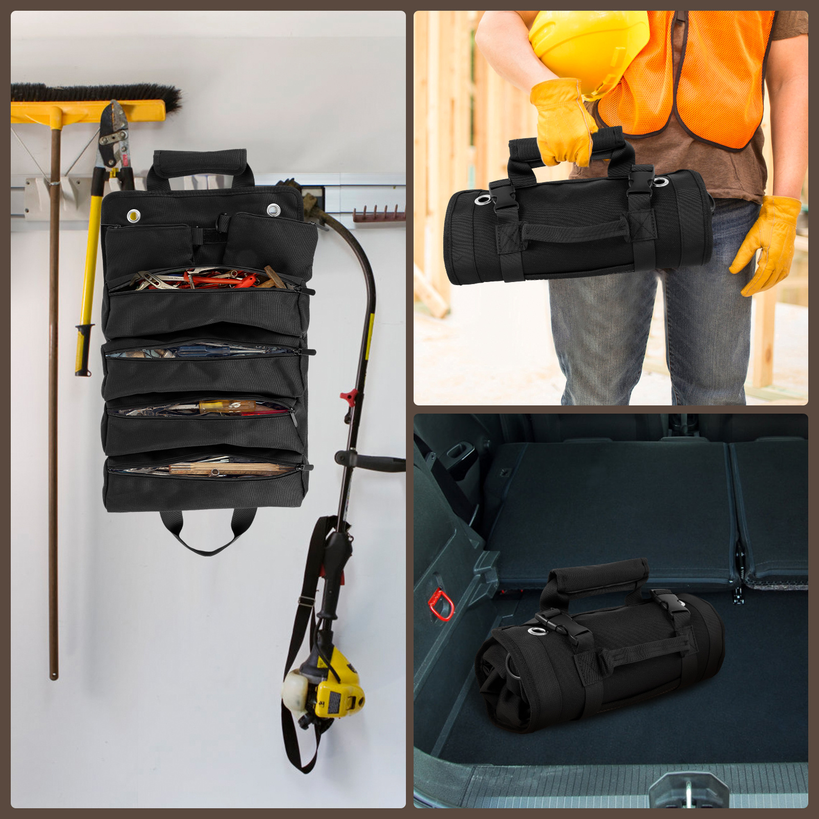 The Ryker Bag Organisateurs d'outils – Petit sac à outils avec pochettes  détachables, sac à outils robuste enroulable : 6 pochettes à outils –  Cadeaux pour papa organisateur d'outils pour mécanicien, 