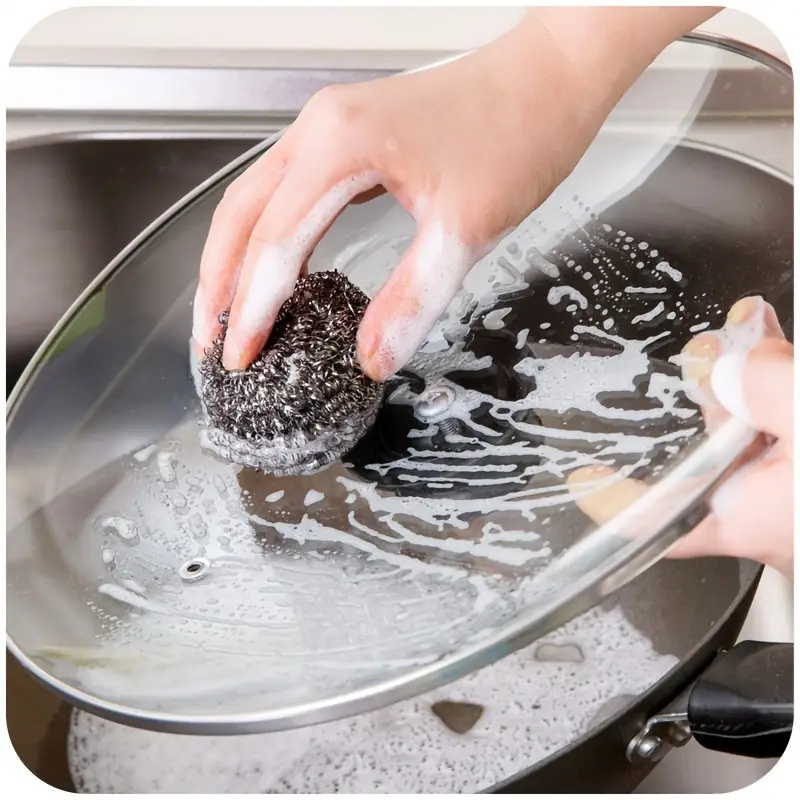 1/4pcs Steel Wool Scrubber, Metal Dish Scrubber Scouring Pads Stainless  Steel Wire Ball Cleaner Kitchen Gadgets For Dishes Pots Pans Wash Cleaning A
