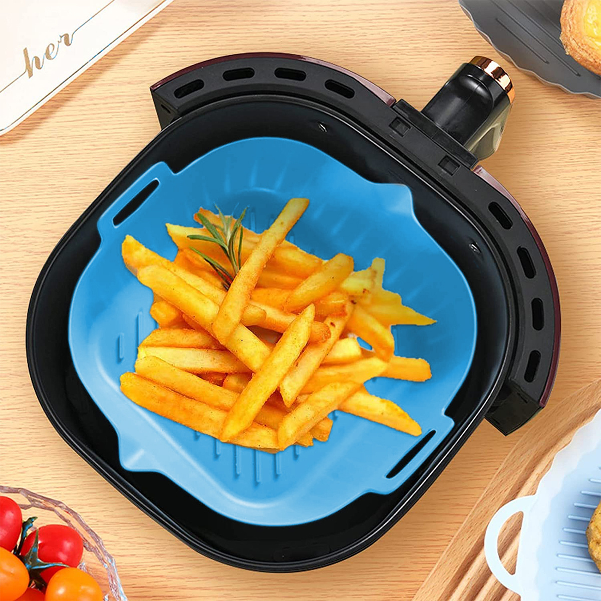 Reusable Silicone Air Fryer Pot With Handle Heat Resistant - Temu