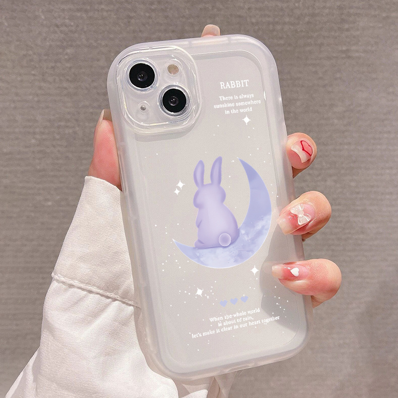 Rabbit Fishing Graphic Pattern Phone Case Iphone 14 13 12 11 - Temu