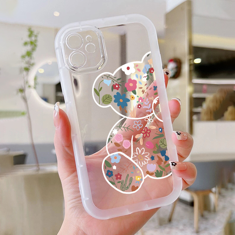 

'floral Bear' Design Mobile Protective Phone Case For Apple Iphone 14 13 12 11 Xs Xr X 8 7 Mini Plus Pro Max