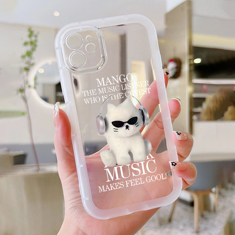 

A Cat Listening To Music Clear Soft Silicone Phone Case For Iphone14/14plus/14pro/14promax, Iphone13/13mini/13pro/13promax, Iphone12/12mini/12pro/12promax, Iphone11/11pro/11pro Max, X/xs/xsmax, 7plus