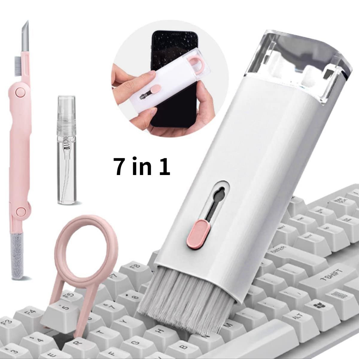  Kit de limpieza 8 en 1 con spray de actualización  multifuncional electrónica Kit de limpieza de teclado, Airpod Pro limpiador  de lápiz de limpieza Herramientas para auriculares/MacBook/Auriculares/iPad/ iPhone (con líquido) : Electrónica
