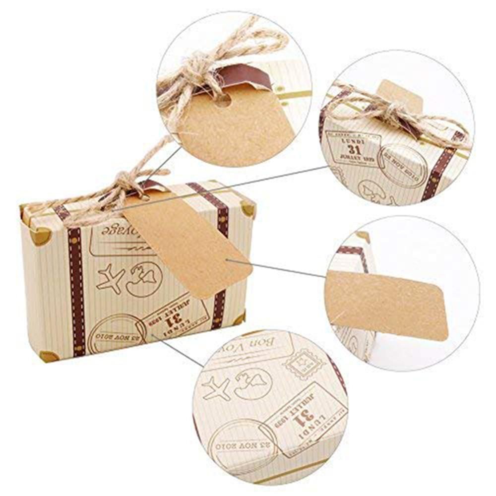 10/20pcs Travel Suitcase Candy Box Kraft Paper Gift Boxes Wedding