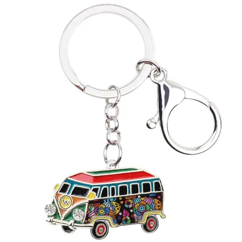 

1pc Enamel Alloy Floral Bus Car Van Bus Keychains Y2k Mexican Key Ring Jewelry Charms Gift For Women Girls Purse Handbag Decoration