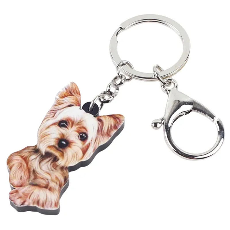 Bonsny – porte-clés en acrylique chien de berger australien, anneaux,  bijoux d'animaux pour femmes, filles