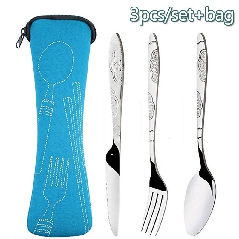 Portable Stainless Steel Travel Utensils Set With Knife - Temu