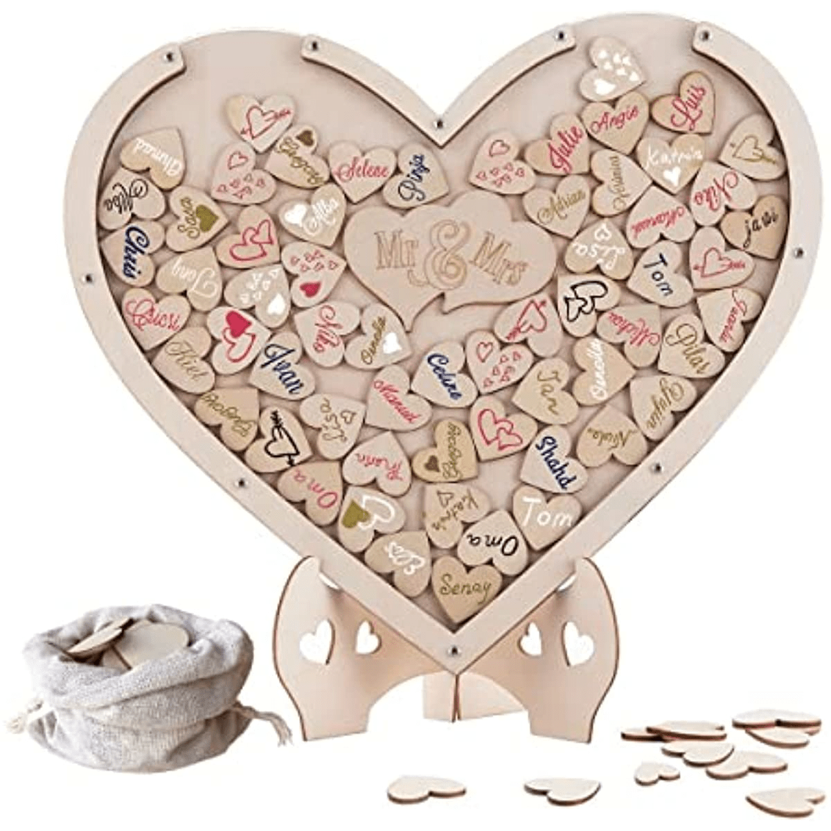Wedding Guest Book Wooden Heart shaped Picture Frame Drop - Temu