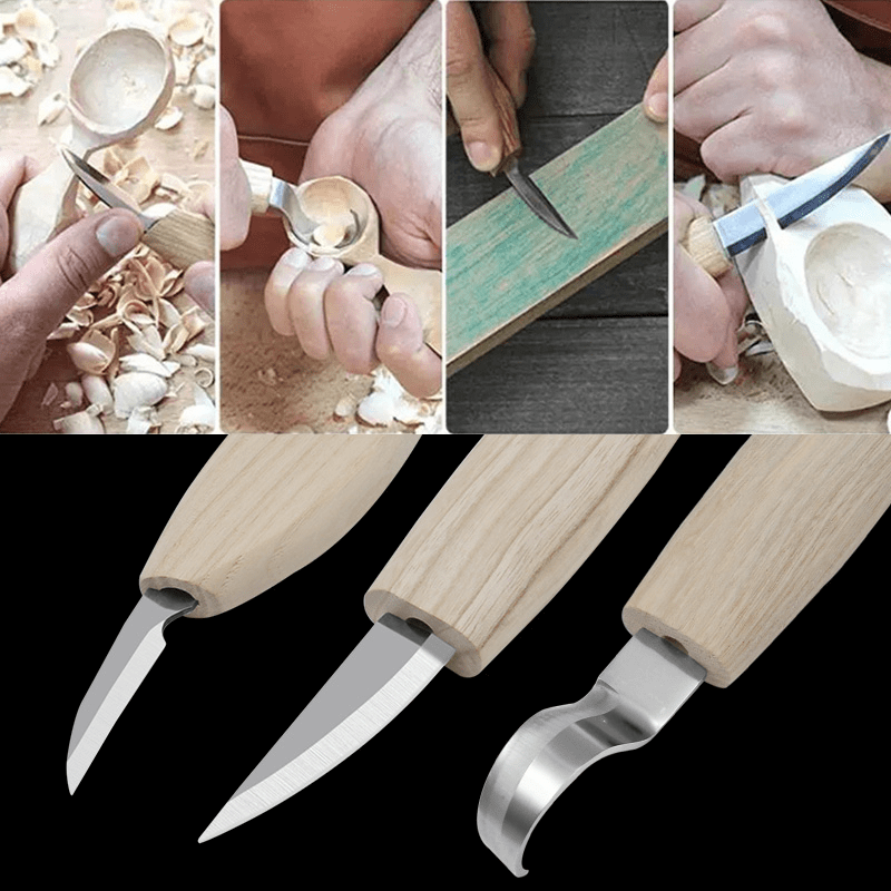 3pcs Woodworking Wood Carving Kit Set Diy Wood Carving Knife