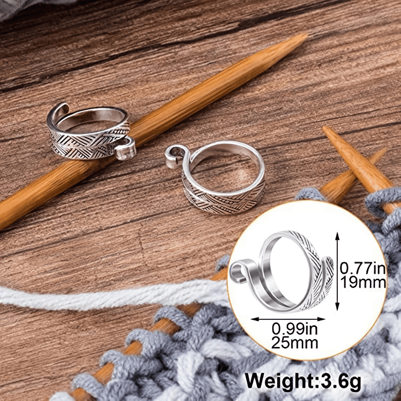 2pcs Finger Crochet Rings, Adjustable Crochet Tension Ring, Metal Open Yarn  Guide Finger Holder, Crochet Thimbles