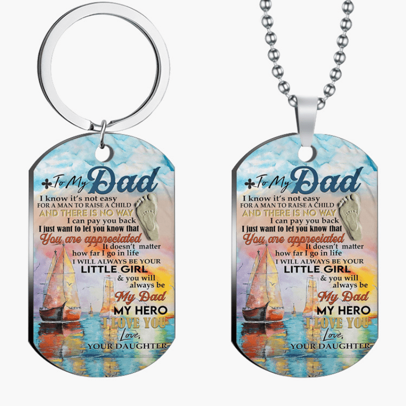 Keychain Father Daughter Dog Tag Necklace 1pc Printed Military Tag