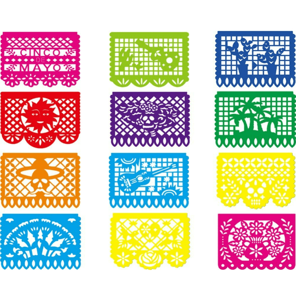 Mexican Paper Flags, 30 Flags, Fiesta Decoration, Papel Picado