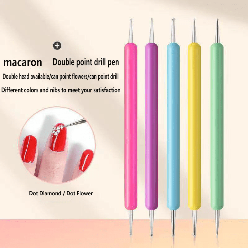 Jsdoin 5 PC 2 Way Dotting Pen Tool Nail Art Tip Dot Paint Manicure Kit
