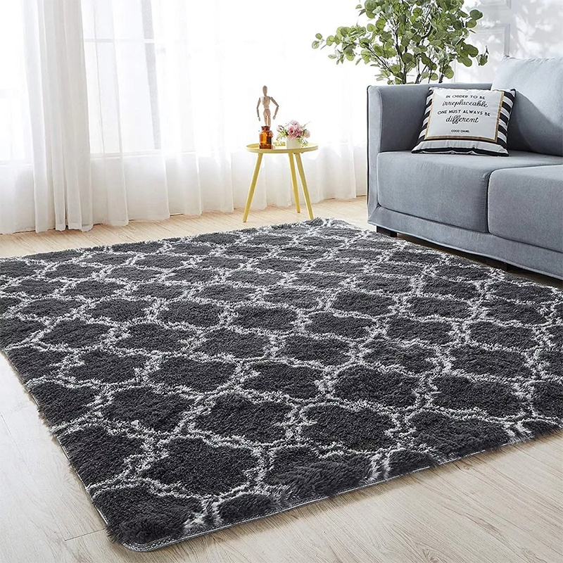 popular   1pc luxurious dark gray plush area mat soft washable polyester with anti slip backing modern hexagonal     bedroom living room sizes up to 90 55 x 62 99 details 2