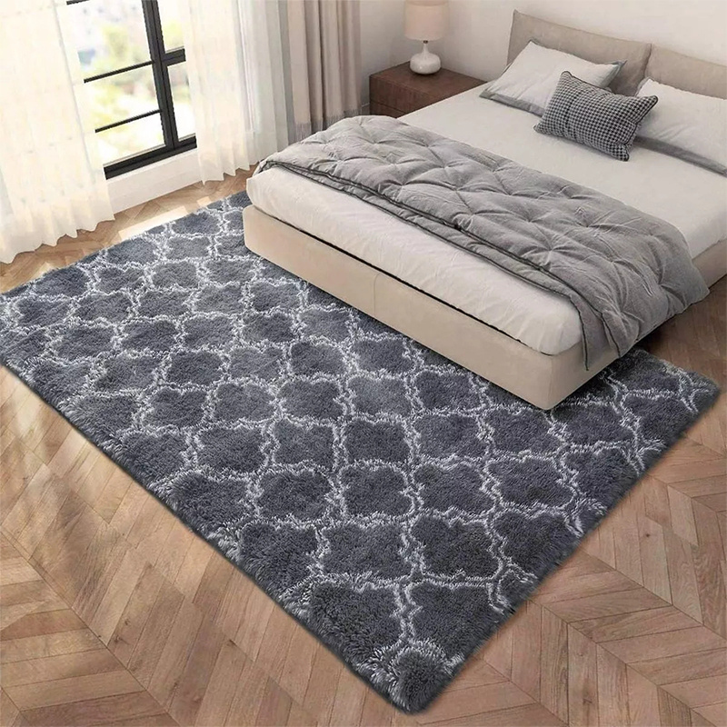 popular   1pc luxurious dark gray plush area mat soft washable polyester with anti slip backing modern hexagonal     bedroom living room sizes up to 90 55 x 62 99 details 3